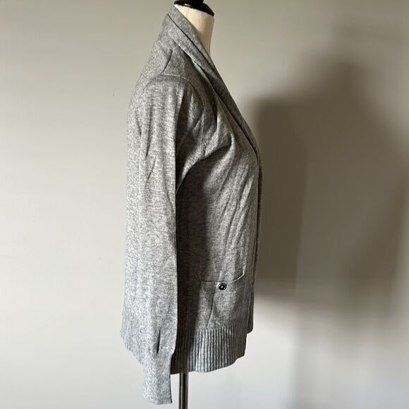 Banana Republic sz XS heathered grey wool blend open front cardigan - Picture 3 of 6
